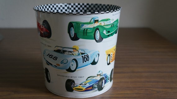 Vintage Retro Garbage Can Bin Basket 60,s Race Car,s Porsche