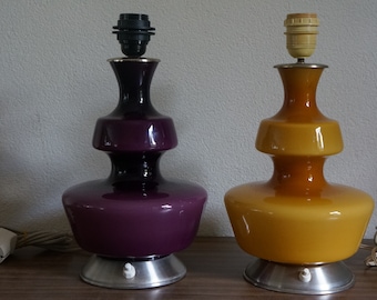 Holmegaard Peill Putzler Murano spage age purple yellow design mid century table desk lamp.