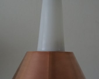 Voss Belysning Danish Mid Century Mid Modern Retro Vintage Opalglas Kupfer Hängelampe.
