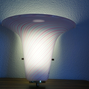 Vetri Murano Italien Raak rosa/ blau Swirl Vintage 70er Jahre Wandlampe Wandleuchter mid modern Wandleuchte.