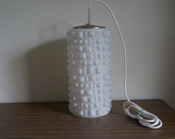 Peill Putzler Sevilla 70s retro vintage design mid century hanging pedant white opaline glass lamp.