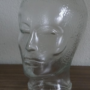 Vintage retro 70s Italian glass head  mannequin head hat stand hat display.