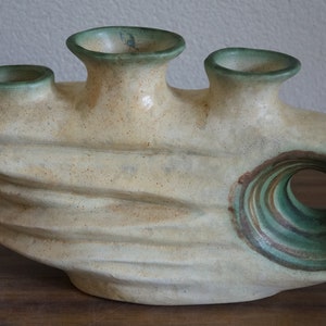 Nikos Dazelidis 60s space age art pottery ceramic ikebana vase vintage stoneware design ceramic.