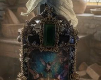 Vintage Hummingbird Three Of Cups Tarot Bottle Art