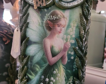 Vintage Foliage Fairy Figurine, Enchanted Decor