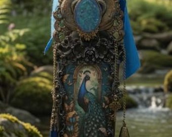 Vintage Peacock Altered Bottle