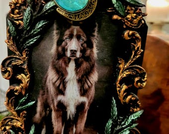 Vintage Australian Shepherd Altered Bottle Art