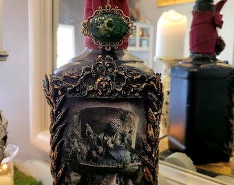 Vintage Rabbit Altered Bottle Anthro Art