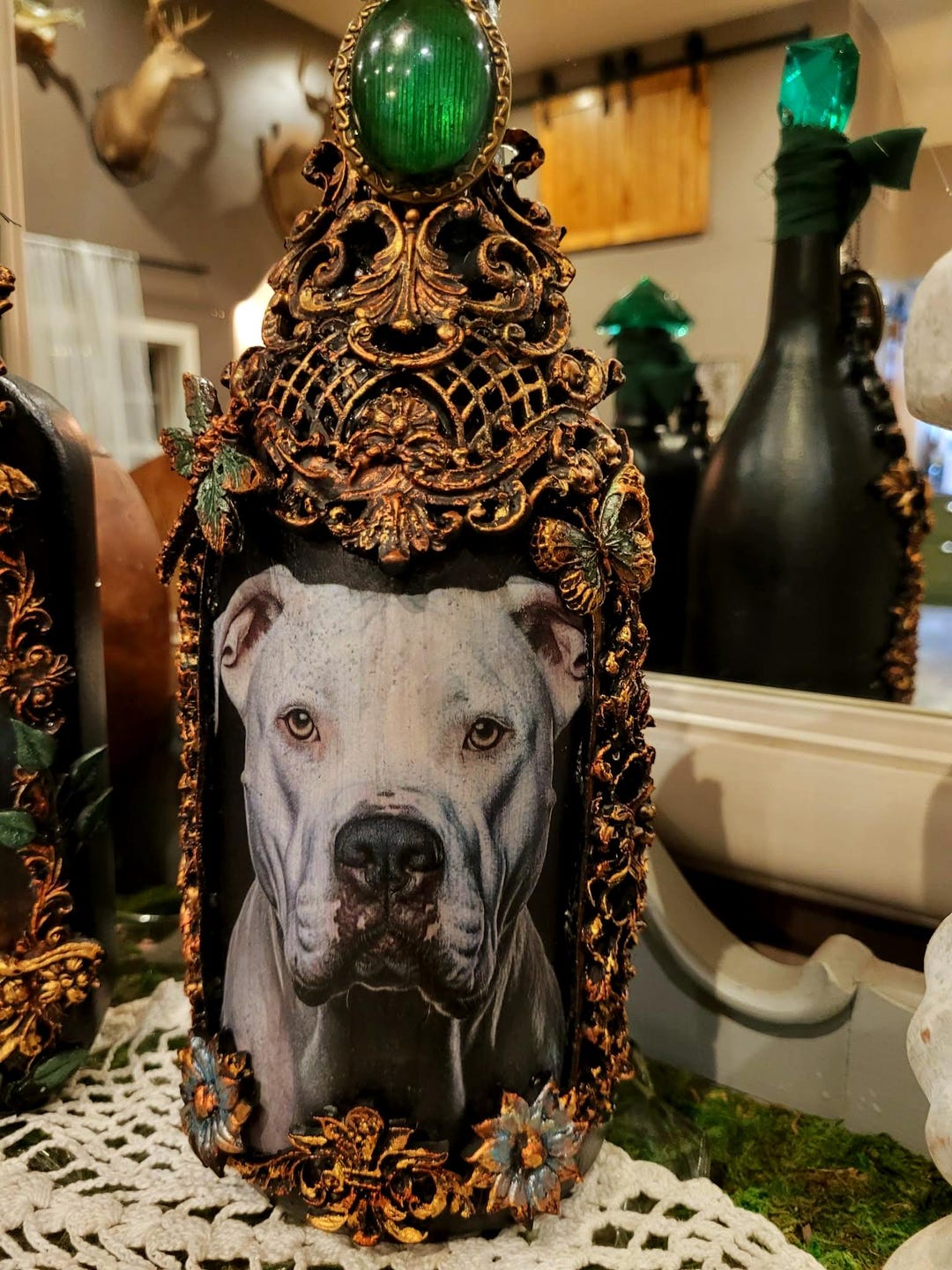 Vintage Pit Bull Altered Bottle Art - Etsy