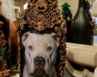 Vintage Pit Bull Altered Bottle Art
