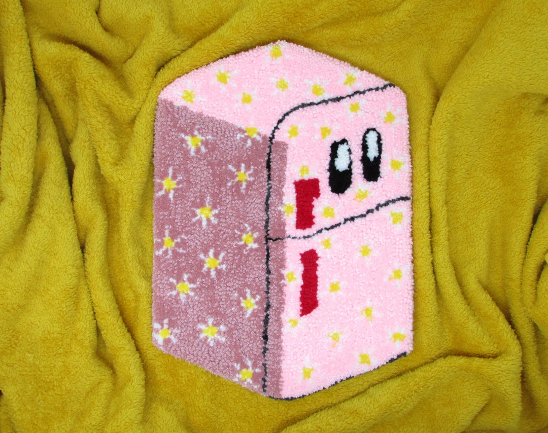 Retro Game Punch Needle Rug Kirby, Fridge Box, Punch Rugs, Punch Needle