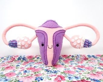 Uterus Plushy, Made to Order - hand sewn Uterus stuffy, feminism, handmade, vulva, yoni, reproductive system, sex ed, womens health