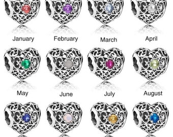 Birthstone charms, fits Pandora & gift bag