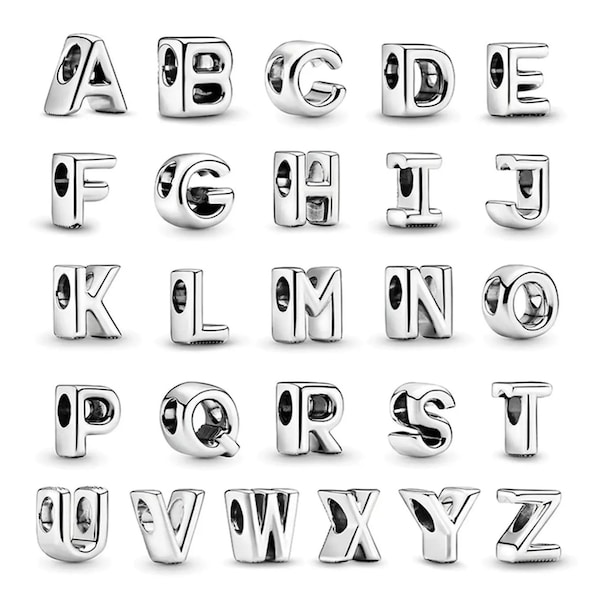 S925 Letters A-Z Charms, fits bracelet, Alphabet, Real Sterling Silver Charms, Comes With Gift Bag