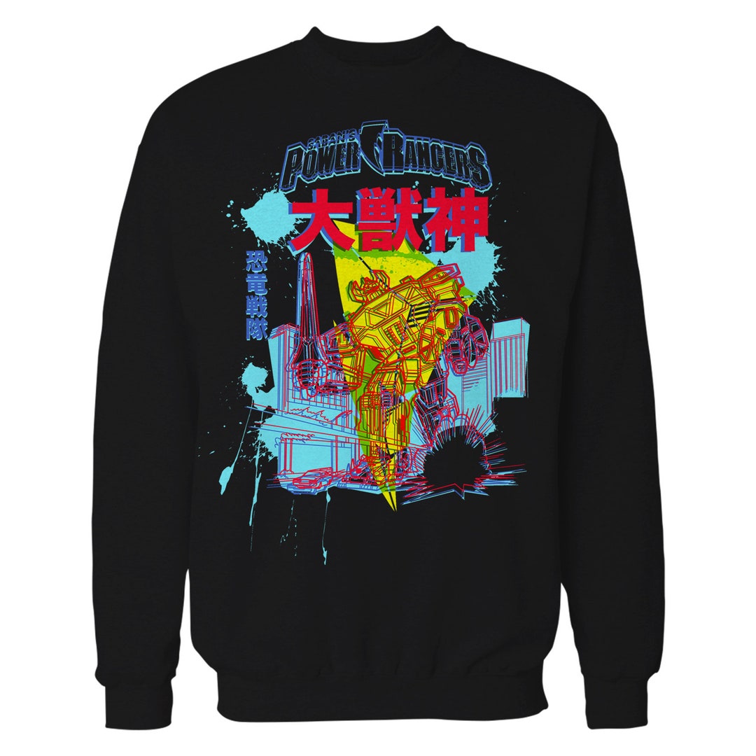 Power Rangers Neon Landscape Kanji Official Sweatshirt black / Blue ...