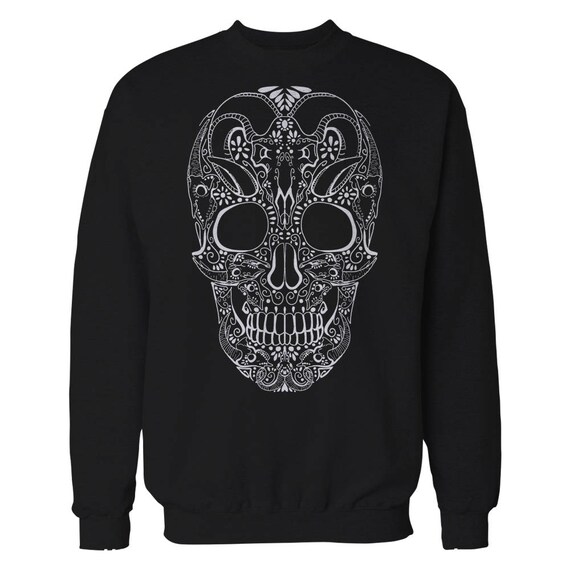 Sugar Skull Tattoo Skull Sweatshirt black Etsy UK