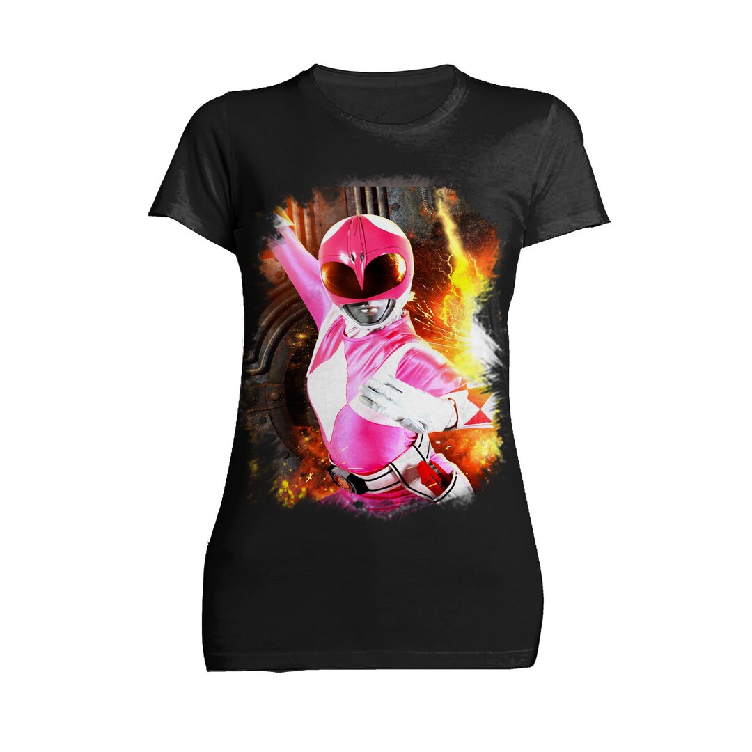 Power Rangers Photo Pink Ranger Close up Official Women's SKINNY FIT T ...
