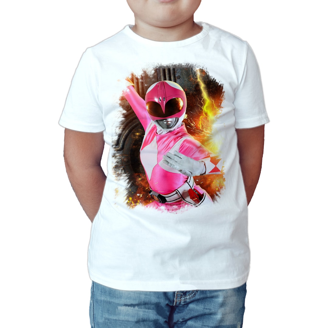 Power Rangers Photo Pink Ranger Close up Official Kids T-shirt white ...