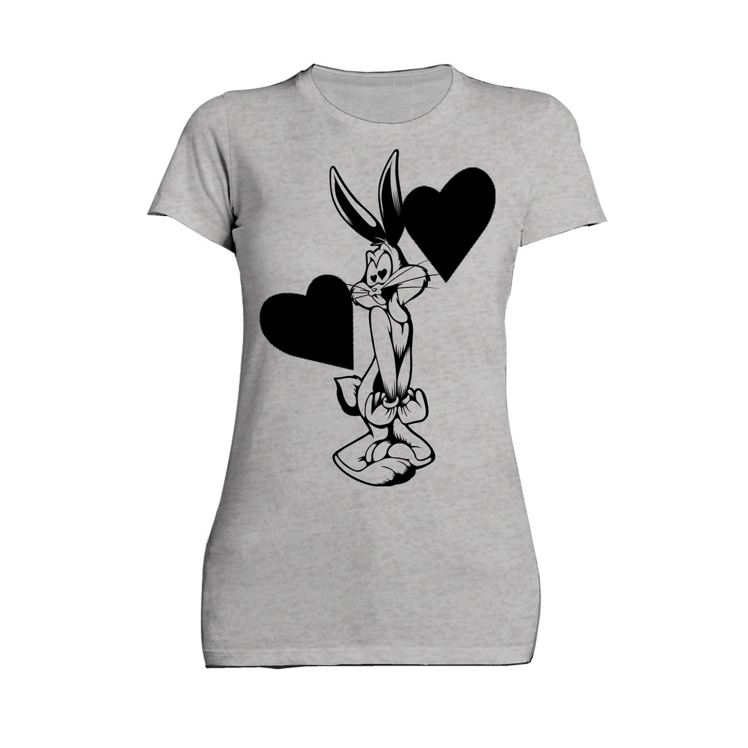 Looney Tunes Bugs Bunny Line Hearts 02 Official Women\'s SKINNY FIT T-shirt  sports Grey / White - Etsy Hong Kong