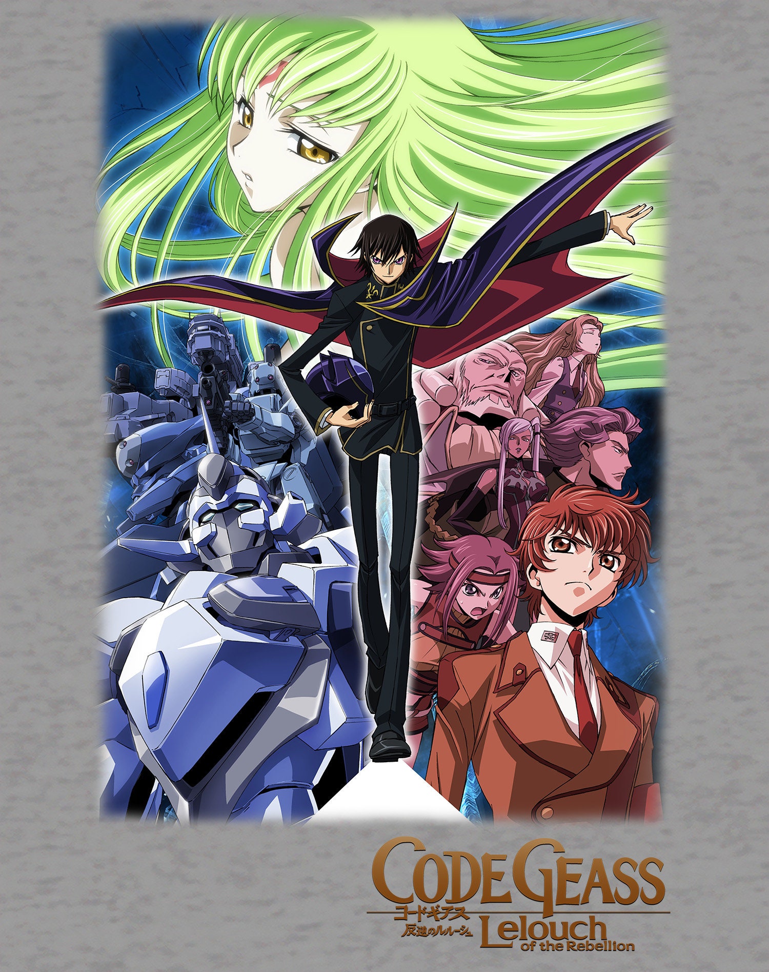Code Geass Character Collage Official Sweatshirt black / Sports Grey - Etsy
