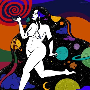 Illustratieve afdruk Godin van de Melkweg