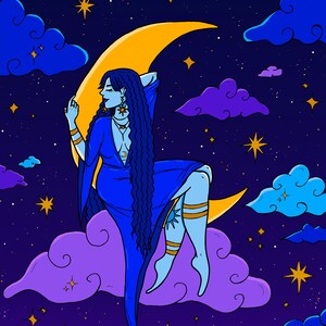 Stampa illustrativa della Dea della Luna