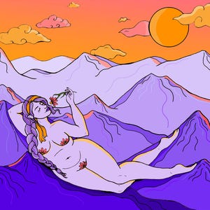 Woman of the Mountain Illustrative Print