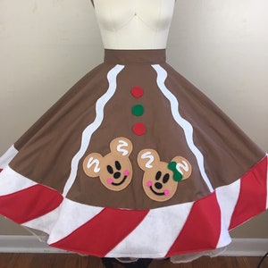 Jupe cercle copains en pain d&#39;épice/Noël disney/jupe en pain d&#39;épice/robe en pain d&#39;épice/tenue en pain d&#39;épice/jupe de Noël/jupe caniche
