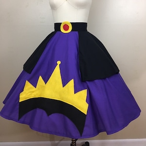 The Queen Circle Skirt/evil Queen skirt/full circle skirt/poodle skirt/cotton base/zipper back/snow white/disney inspired