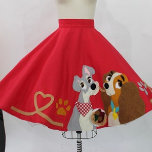 Puppy Love Circle Skirt / Lady and the Tramp skirt/ Disney skirt/ Disney outfit women/ dapper day / disney parks / disney dress