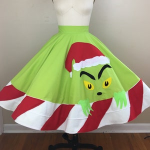 Stealing Christmas Circle Skirt/Christmas skirt/grinch outfit/ grinch skirt/ grinch outfit women