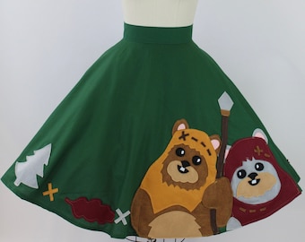 Falda circular de osito de peluche espacial / Falda inspirada en Star Wars / Falda inspirada en Ewok / Vestido de Disney / Falda de Disney / Día elegante