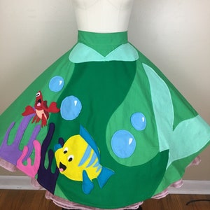 Life Is The Bubbles Circle Skirt/full circle skirt/zipper back/poodle skirt/little mermaid/disney/Ariel/princess skirt