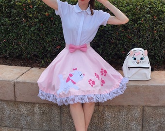 Aristocrat Kitty Circle Skirt/marie cat skirt/diney inspired/dapper  day/aristocats/disney world outfit/circle skirt