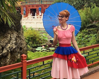 Mulan Warrior Circle Skirt/disney inspired/dapper day/disney world/disney skirt/princess skirt