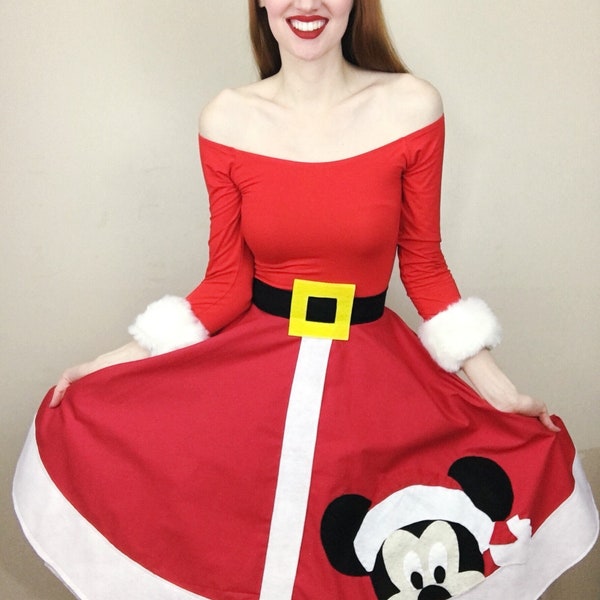 Santa Maus Tellerrock/Disney Weihnachten/Mickey Mouse Rock/Disney Frauen/Disney gebunden/Disney Outfit/Disney Parks