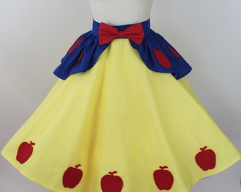 Snow White Circle Skirt with Apples/full circle skirt with zipper back/non stretch waistband/pockets/length options/disney inspired
