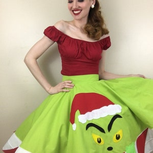 Stealing Christmas Circle Skirt/Christmas skirt/grinch outfit/ grinch skirt/ grinch outfit women