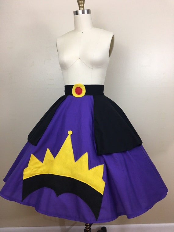 The Queen Circle Skirt/evil Queen skirt/full circle skirt/poodle skirt/cotton base/zipper back/snow white/disney inspired