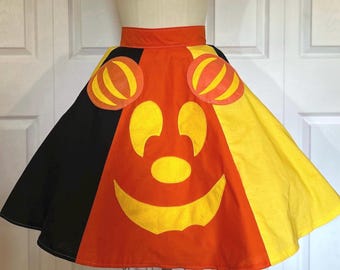 Halloween Pumpkin Mouse Full Circle Skirt/Disney Halloween/Disney skirt women/Disney dress women/Halloween costume/Dapper day/plus size