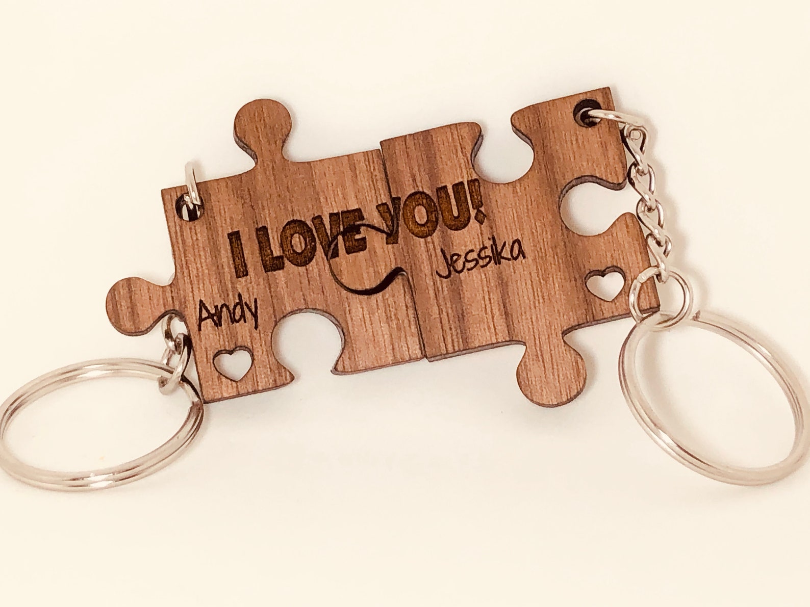 I Love You Keyring Set Personalized Wooden Valentine's Etsy