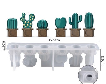 6-Cavity Shiny Cactus Fridge magnet Silicone Resin Mold - Resin Molds, UV Resin Mold, Silicone Mold, Silicone Mold for Resin