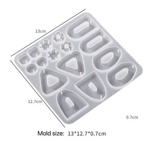 Shiny 16-Cavity Geometric Earring Pendant Silicone Resin Mold - Jewelry Mold, Resin Molds, Jewelry Pendant Mold