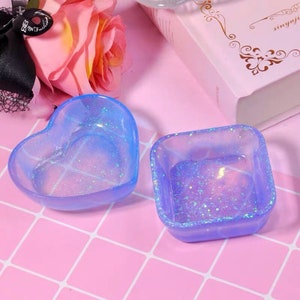 188 Shiny heart square accessory tray Resin Mold (2 Styles available) - Resin, Resin Molds, Silicone Mold, Silicone Mold for Resin