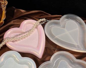 Shiny Dish Resin Molds, Jewelry Silicone Resin Tray Molds (4 Designs: Heart resin mold, Bear resin mold, Flower resin mold, Bear resin mold)