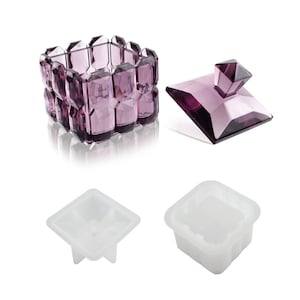 2-Part Shiny Crystal Design Jewelry Box Resin Mold, Storage box Trinket box mold -Silicone Mold, Silicone Mold for Resin, Concrete Mold