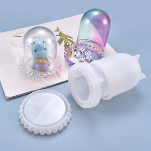 3-Part Shiny Clear Dome and Bottom Preserved Rose Dome Resin Mold - Resin, UV Resin, Resin Molds, Silicone Mold, Silicone Mold for Resin