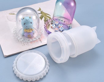 3-Part Shiny Clear Dome and Bottom Preserved Rose Dome Resin Mold - Resin, UV Resin, Resin Molds, Silicone Mold, Silicone Mold for Resin
