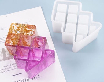 7-Cavity Square Lipstick Holder Organizer Silicone Mold - Resin, Epoxy, Home Decor, Makeup