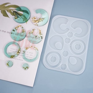 10-Cavity Earring Pendant Stud Resin Mold - Resin, UV Resin, Epoxy Resin, Silicone Mold, Jewelry Making Mold, Silicone Mold for Resin